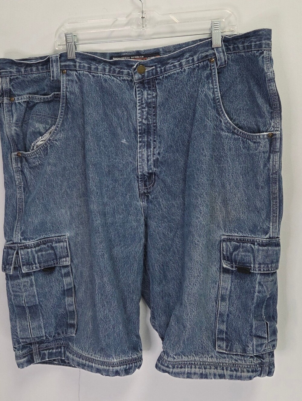 Vintage Rigoletto Blue Denim Jean Cargo Shorta Jorts Size 46"